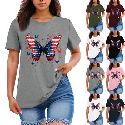 Women's Fashion Casual Printed Round Neck Short Sleeved T-Shirt Top T-Shirt Top Top