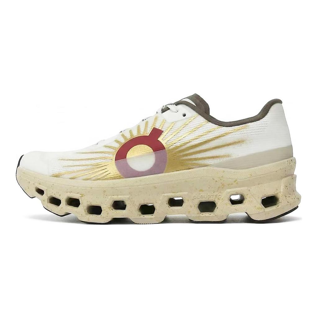 On Cloudmonster Void Breathable Low top Running Shoes Women's Gold White Red 3WG10501217(Team1492-)