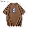 Shellsuning Oversized bavlněná trička s grafikou Muži Léto Měkké Trička s krátkým rukávem Dámská Móda Univerzální pulovry Dámské