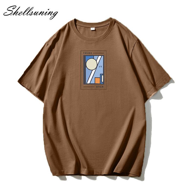 Shellsuning Oversized bavlněná trička s grafikou Muži Léto Měkké Trička s krátkým rukávem Dámská Móda Univerzální pulovry Dámské