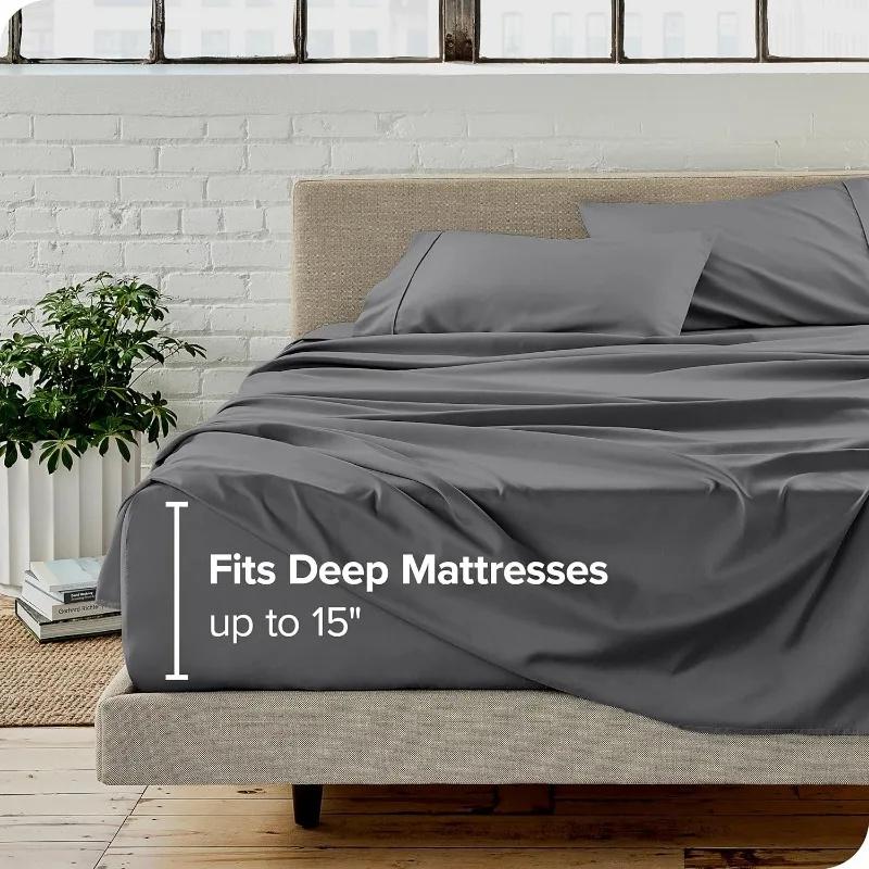 4 Piece Bed Sheet Set Microfiber Queen Sheet Set Hotel Luxury Bed Sheets Extra Soft With Fitted Sheet Flat Sheet & Pillowcases