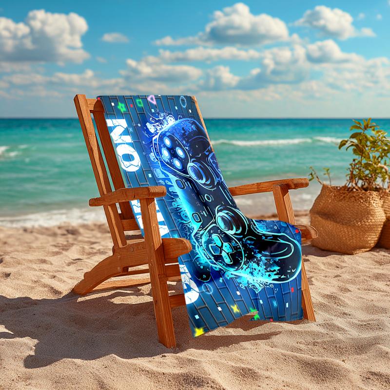 Ultra-Soft Beach Towel with Game Controller Theme,Ideal for Pool - Camping, Diving - Perfect Travel Essential, Vibrant Beach Towel.