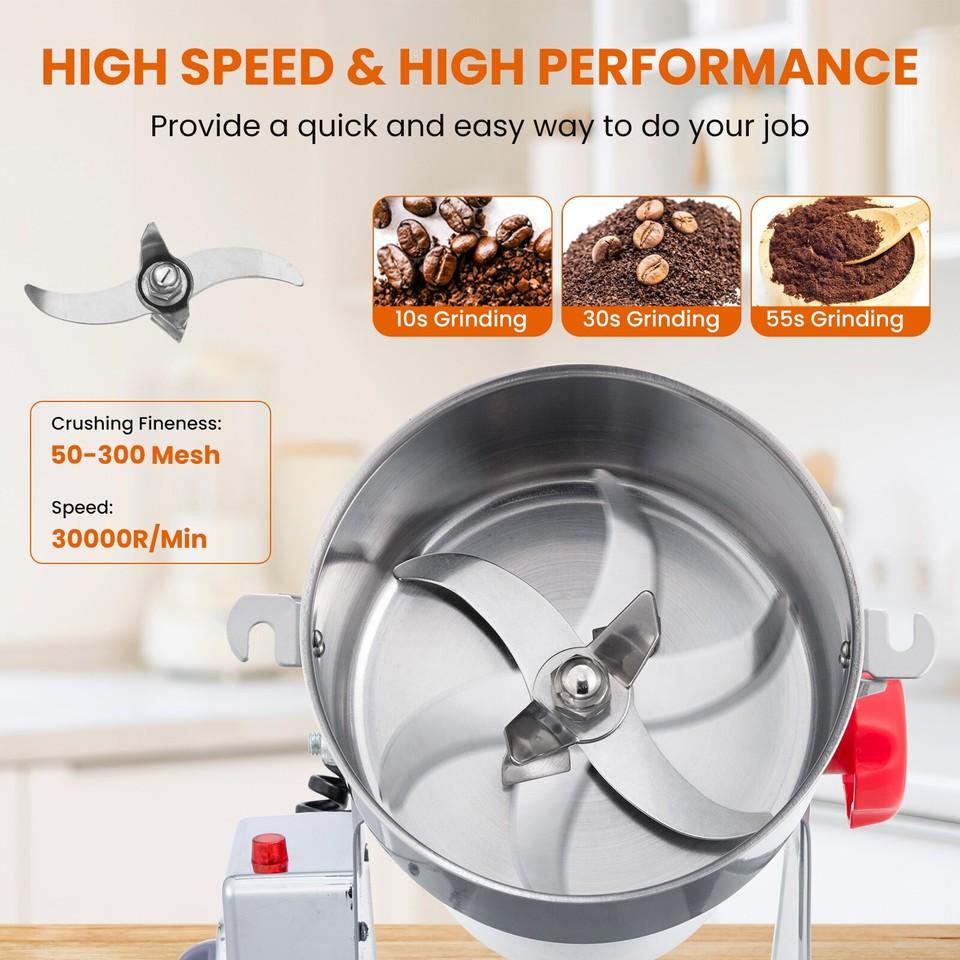 800g/2000g/2500g Electric Grain Grinder Mill, Stainless Steel Spice Herb Mill Dry Food Grinder for Coffee Nut Cereal Corn Seeds