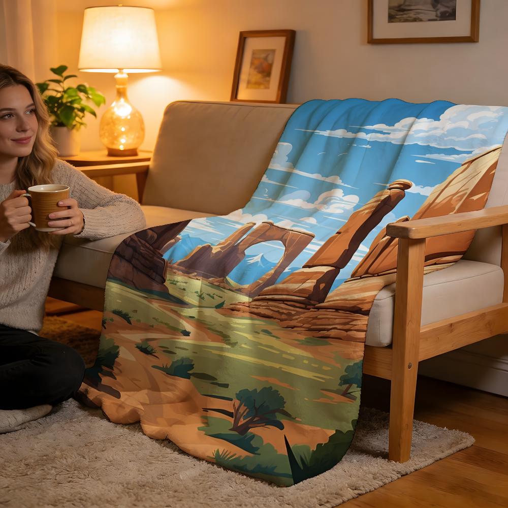 

Throw High-Density Short Plush Blanket For Sofa Nap Air-Conditioned Room Soft Skin-Friendly Arches National Park 75x90cm
