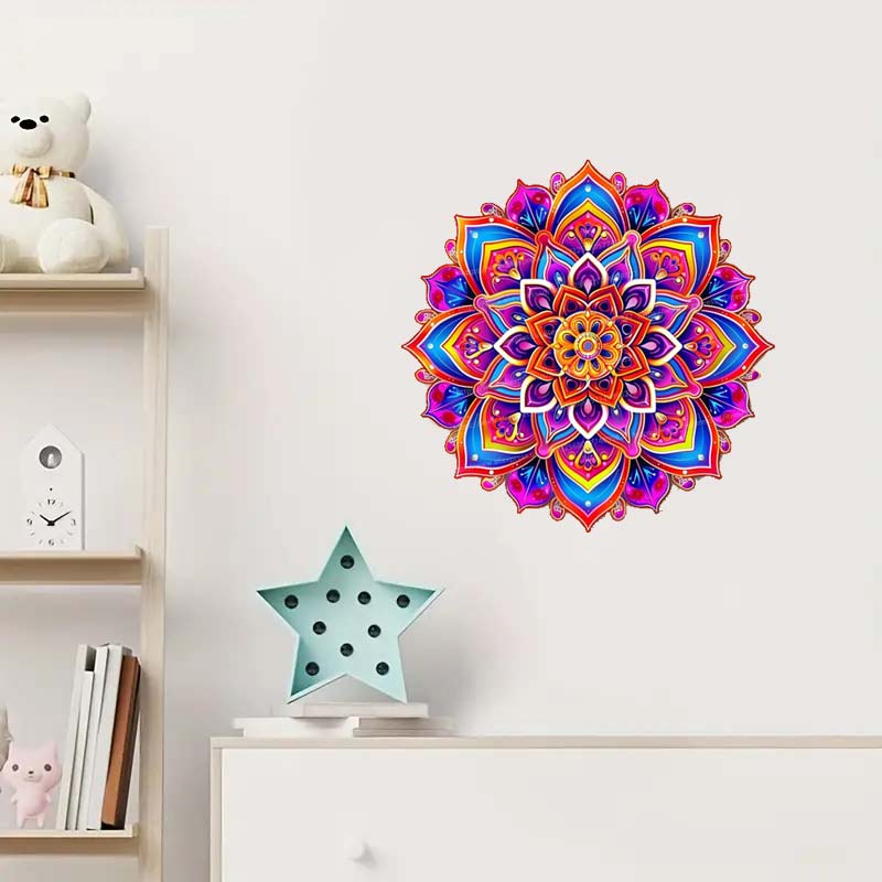 Mandala Néon Créatif Sticker Mural Salle de Bain Salon Décorations d'Arrière-plan Papier Peint Autocollant Décoration de Maison Autocollants M951
