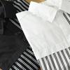 Spring Summer100 Cotton Long Sleeve White Shirt Men Square Patchwork Striped Shirt Korean Fashion Mens Shirt Daily Casual Tops