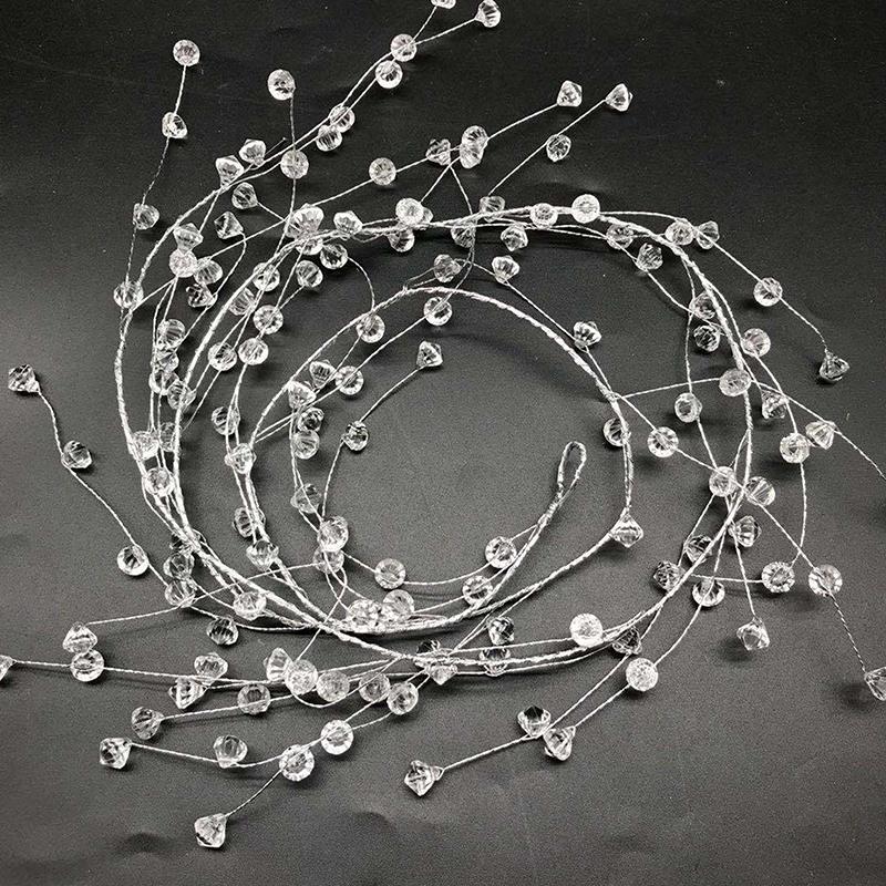 DIY Akrylové Křišťálové Korálky Kapka Déšť Šňůrka Větev Závěsná Girlanda Průhledná Diamantová Korálková Svatba Dekorace