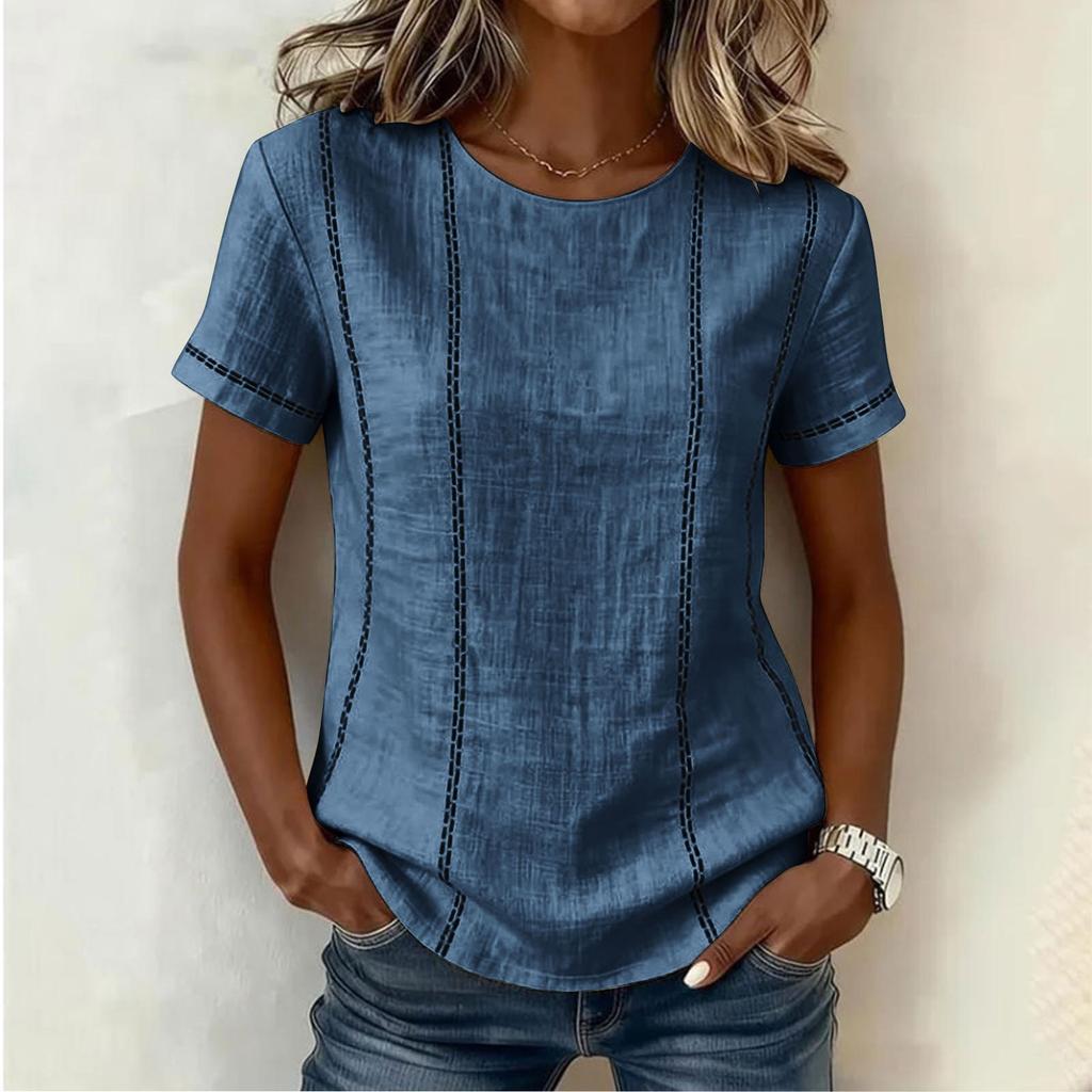 Women's Round Neck Short Sleeve T Shirt Loose Fit Casual Top Lightweight Soft Fabric Comfortable Everyday Wear