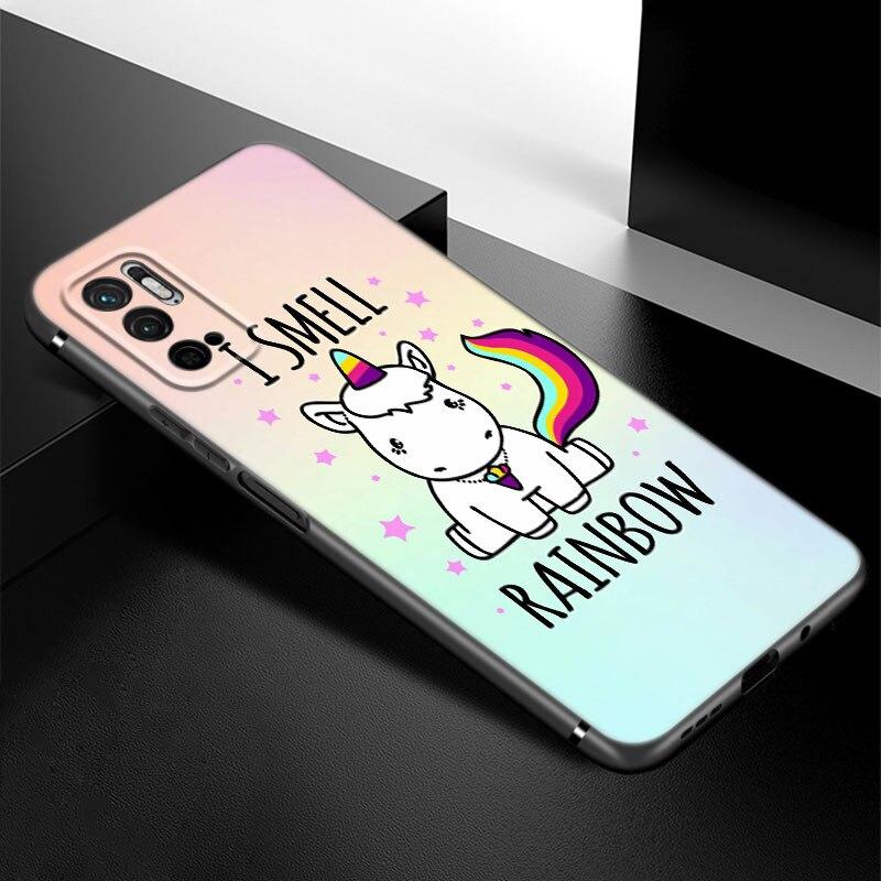 

Милый чехол для телефона Rainbow Unicorn для Xiaomi Redmi Note 7 8 8T 9 9S 10 10S 10T 11 11S 4G 11E 11T Pro 5G Мягкий черный чехол из ТПУ Note 11 Pro Global