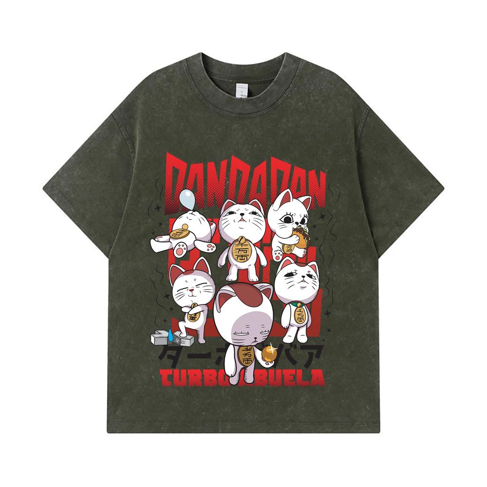 

275 GSM Washed T-shirts 100% Cotton Dandadan V30 Turbo Granny Print Unisex Heavy Cotton T Shirt S