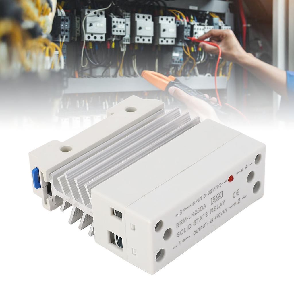 State Relay 25A, AC 24-480V AC SSR with Aluminum Heat Sink for PID Thermostat Temperature Controller Automation Process Equipment