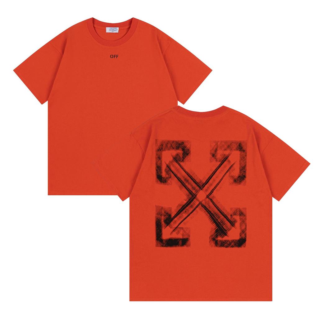 9014 Off-White 2025 Frühjahr/Sommer Neue Rendering Pfeilmuster Rundhals Kapuzen Kurzarm Herren- und Damen-T-Shirts