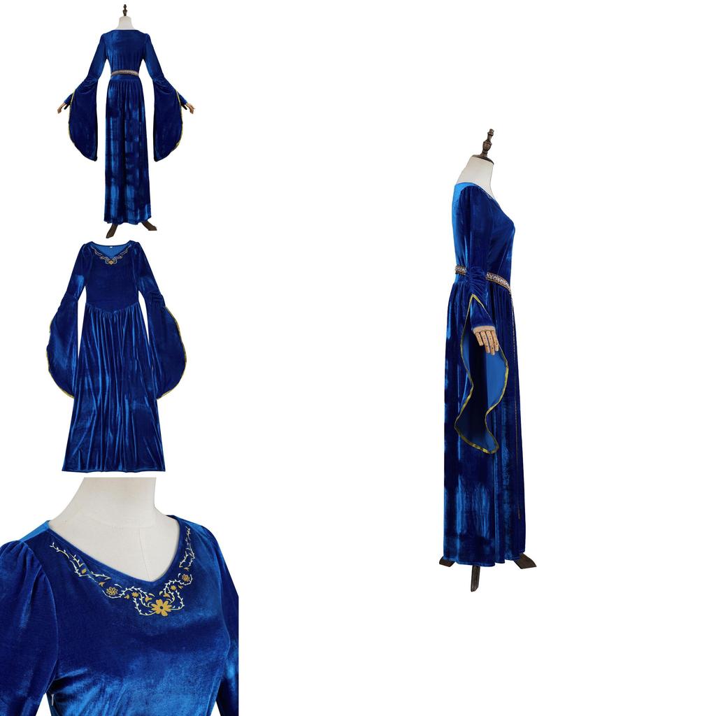Retro Court Ball Trumpet Sleeve Dress Role Playing Queen Halloween Costume For Adults And Teens