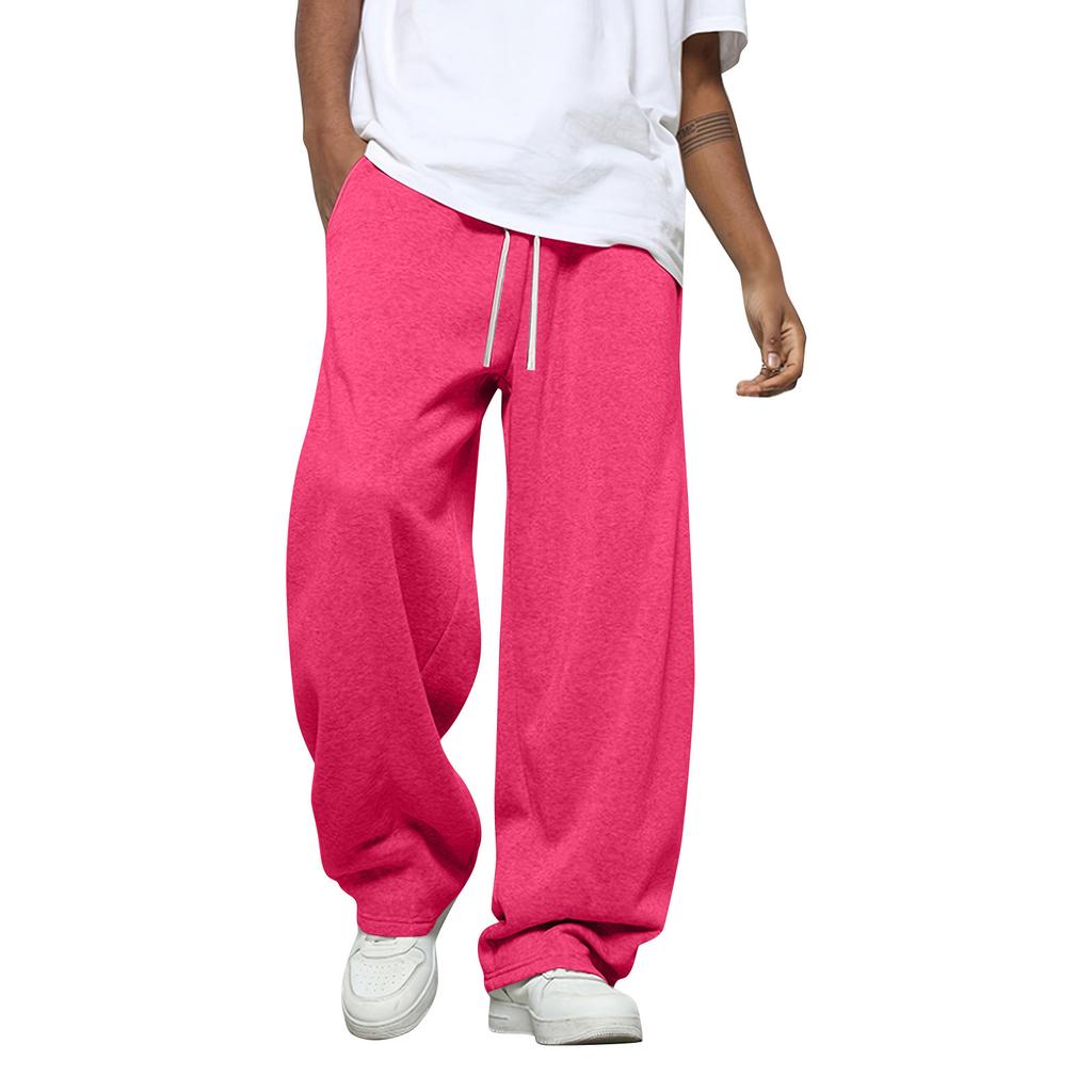Men's Solid Color Loose Wide Leg Sweatpants Men's Casual Fashion Sweatpants