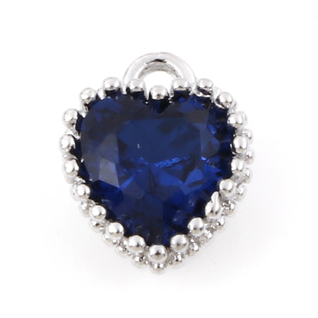 2PCs Birthstone Charms Heart Rhinestone Pendants For Necklace Bracelet Jewelry Making Diy Findings 8x6.5mm