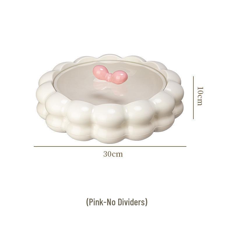 Cream Style European Coffee Table with Compartmented Dried Fruit & Snack Storage - Premium Light Luxury Feel