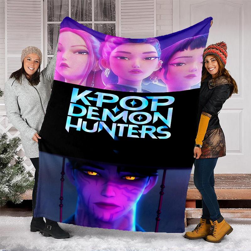 Coperta stampata a tema Cacciatori di Demoni KPop - Perfetta per divano, letto, viaggi e uso all'aperto | Lavabile in lavatrice, accogliente e resistente.