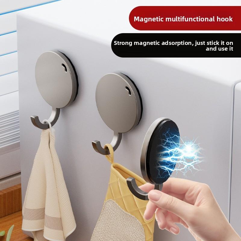 Magnetic Suction Hook Set For Kitchen Refrigerator No Drilling Multipurpose Organizer For Home Use