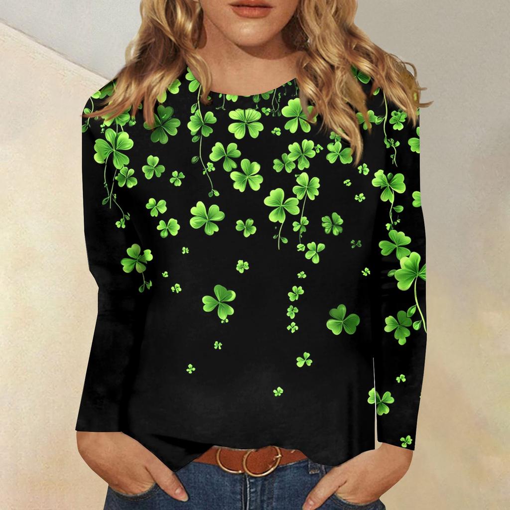Long Sleeve Shirts For Women Cute Print Graphic Tees Blouses Casual Plus Size Basic Tops Pullover Christmas