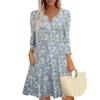Women's Summer Dress Loose V Neck Three-quarter Sleeve Sundress With Pockets Dress