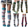 Autumn Slouch Crochet Knitting Colorful Striped Thigh High Long Socks for Women