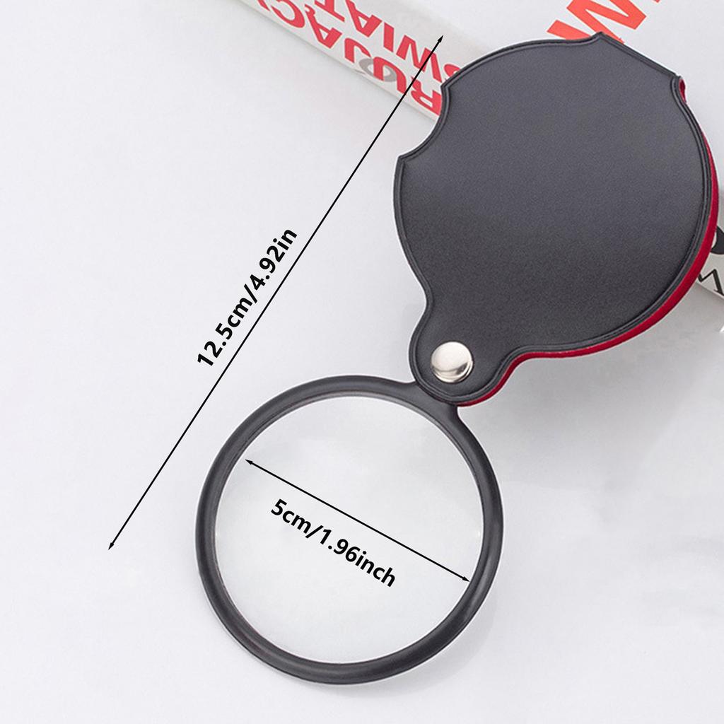 Small Pocket Magnifier Glass with Rotating Protective Leather Magnifier for Reading Science Class Hobby