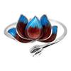 New Fashion Burnt Blue Cloisonne Lotus 925 Sterling Silver Jewelry Personality Epoxy Two-color Lotus Flower Opening Rings  R306