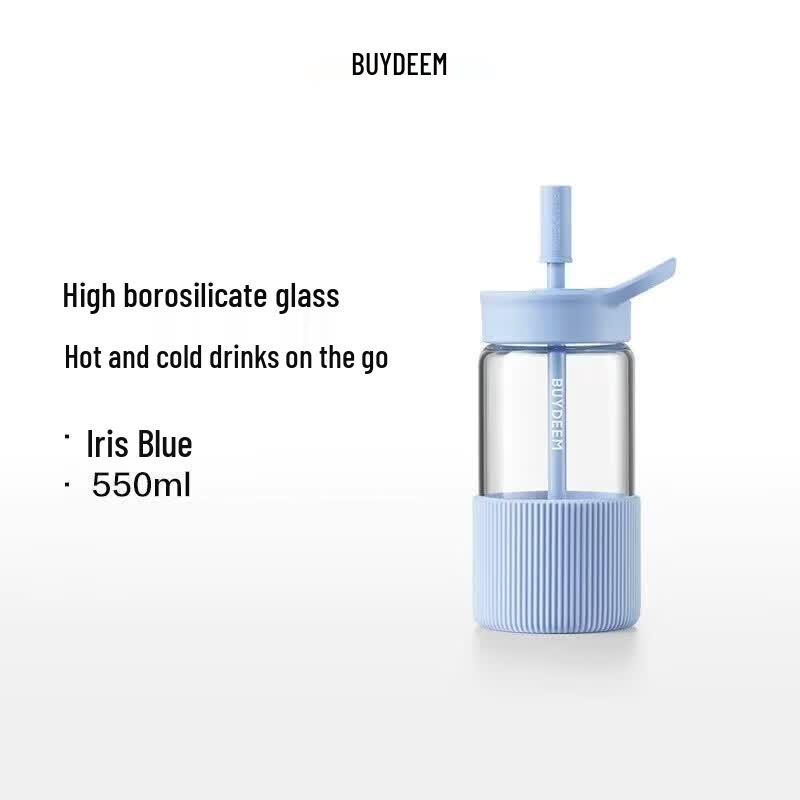 Buydeem 550ml High Borosilicate Glass Straw Cup