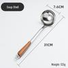2022 New Wooden Handle Stainless Steel Hot Pot and Slotted Soup Ladle with Laser Logo