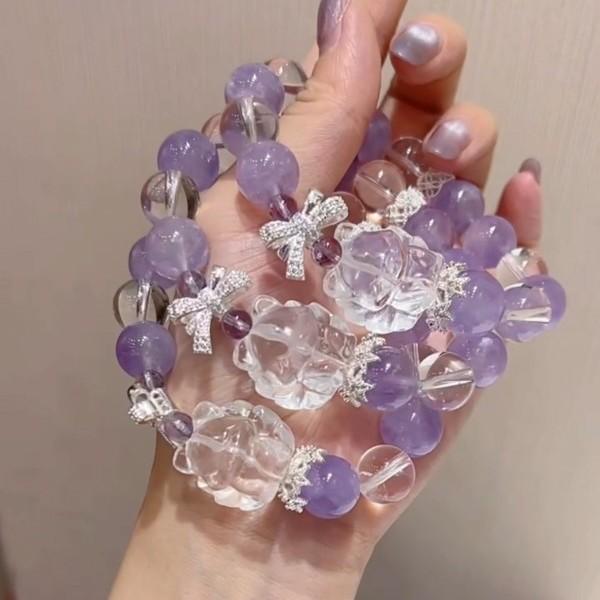 New Design Natural Amethyst White Crystal White Crystal Nine-tailed Fox Phoenix Nine Bracelet Girl