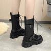 Woman Shoes Designer Mid-Calf Motorcycle Boots Women's Cosplay High Boots Punk Gothic Black Shoes Women Long Knight Boot Zapatos
