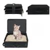 Reisekatzentoilette mit Deckel & Griff  Standard Tragbare Faltbare Katzentoilette & Stoff-Katzenstreubeutel für Unterwegs