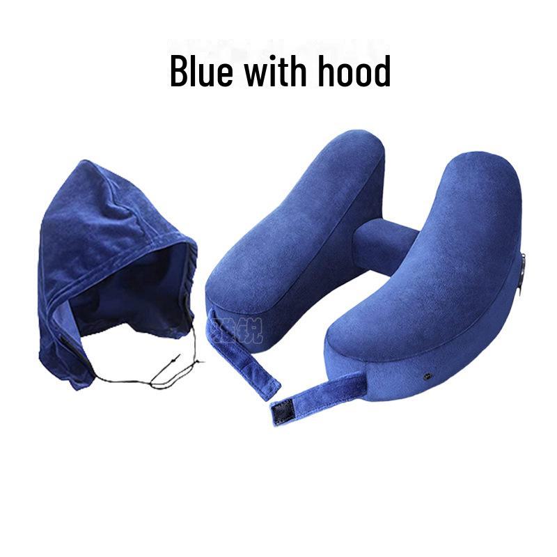 H-Shaped Inflatable Travel Neck Pillow - Portable for Airplane & Train Journeys
