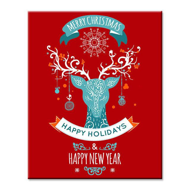 Christmas Tree Original Merry Christmas Tree Elk Living Room Bedroom Children's Room Decorative Canvas Painting Oil Wall Art