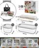 BOROHOUSE Glass Storage Set X 1 X and Freezer Silicone Airtight Lunch Box Set Lunch and Cleaning Perfect for Baby Gray Heat-Resistant Containers,