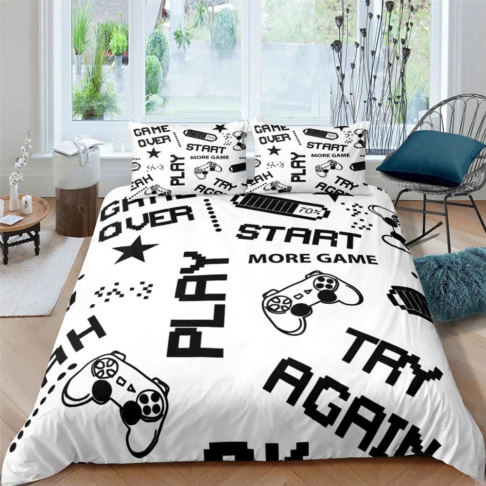 3D Gamepad King Queen Duvet Cover Game Theme Bedding Set For Teens Adults Youth Gamer Bedroom Decor 2/3Pcs Polyester Quilt Cover