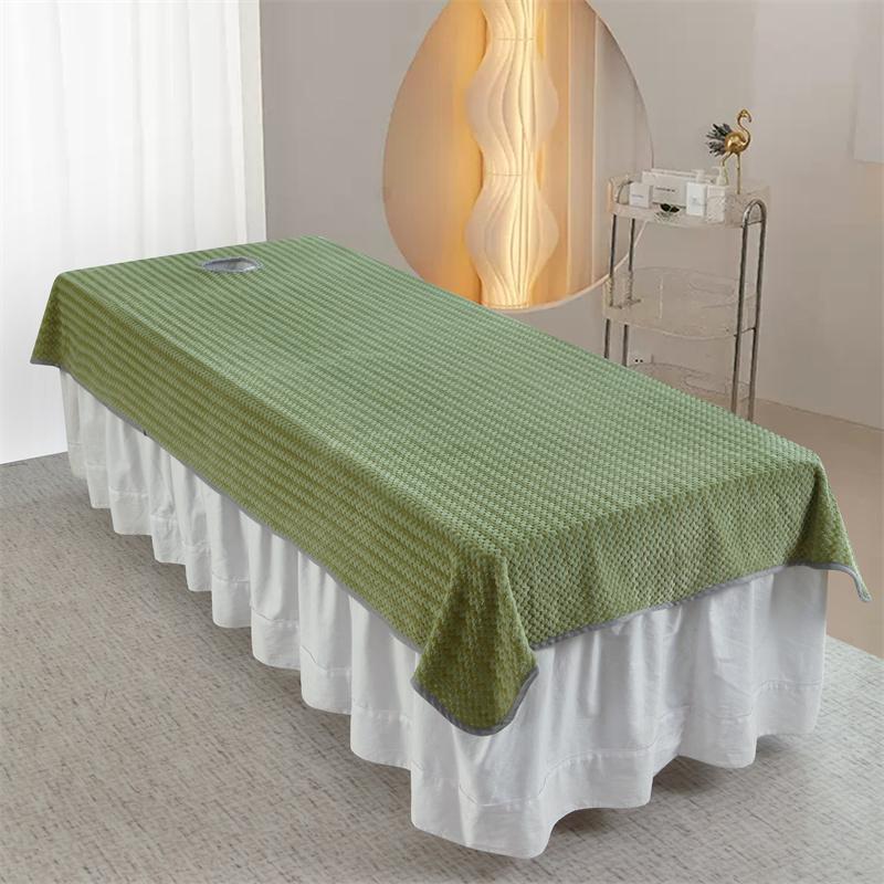 Luxury Beauty Salon Bed Sheets SPA Massage Winter Warm Velvet Soft Touching Skin-friendly Cotton Bedding Table Cover With Hole