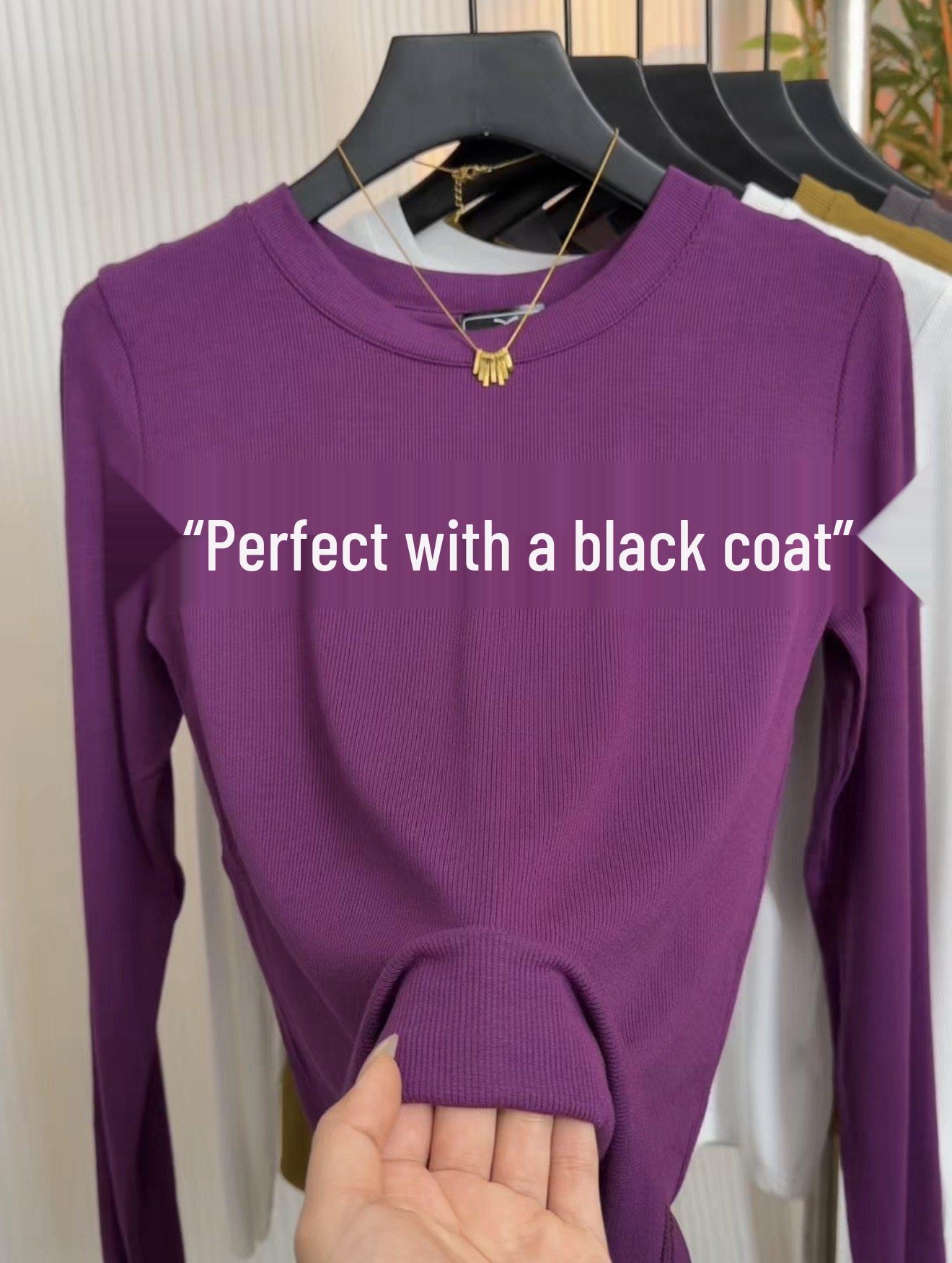 2026 Spring/Autumn Women s Slimming Ribbed Long Sleeve Round Neck Versatile T-shirt XXL