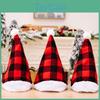 Stylish Red And Black Plaid Fabric Christmas Hat With White Pom Poms For All Ages