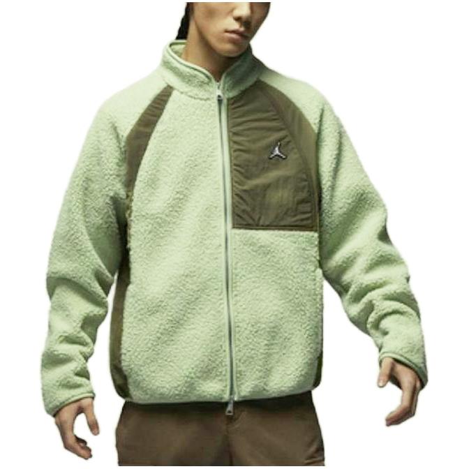 Jordan Spliced Fabric Stand Collar Zip-Up Casual Sports Jacket Men Jackets Green FV8450-343