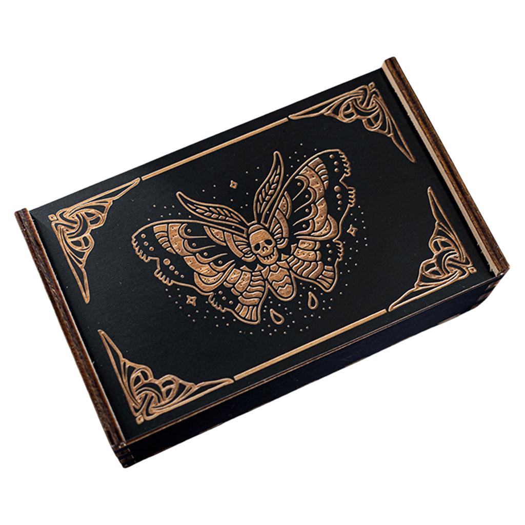 Pudełko na karty tarota Push Pull Astrology Trinkets Box Drewniane etui do przechowywania kart tarota do dekoracji wróżki