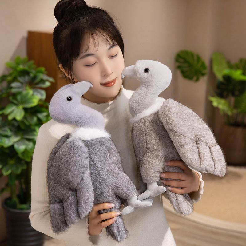 35cm Simulated Vulture Bird Plush Toy Brown Grey Sitting Giant Animal Doll Home Decoration Man Gift