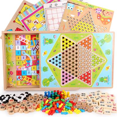 Development Intelligent Education Wooden Toys Chinese Children's Checkers Game Puzzle Chess Toys