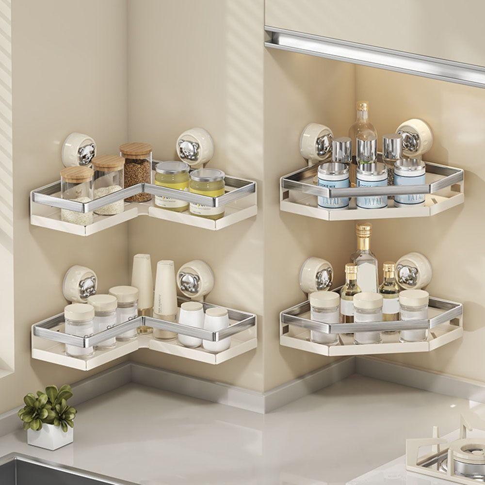Stainless Steels Corner Storage Shelf Triangular Wall Hanging Storage Rack Corner