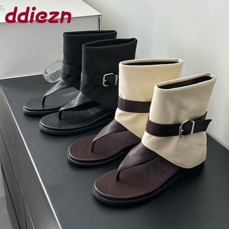 Fashion New 2025 Fashion Round Toe Women Ankle Boots With Height Increasing Footwear  Ladies Sandals Booties Shoes Female Flip flops