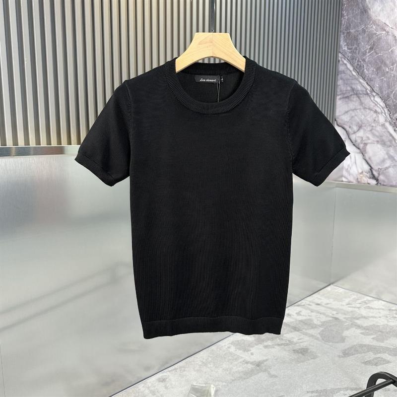 Men's Stretch Bottoming Sweater Half-sleeve Trendy Simple Autumn Winter Solid Color Knitted Short-sleeve
