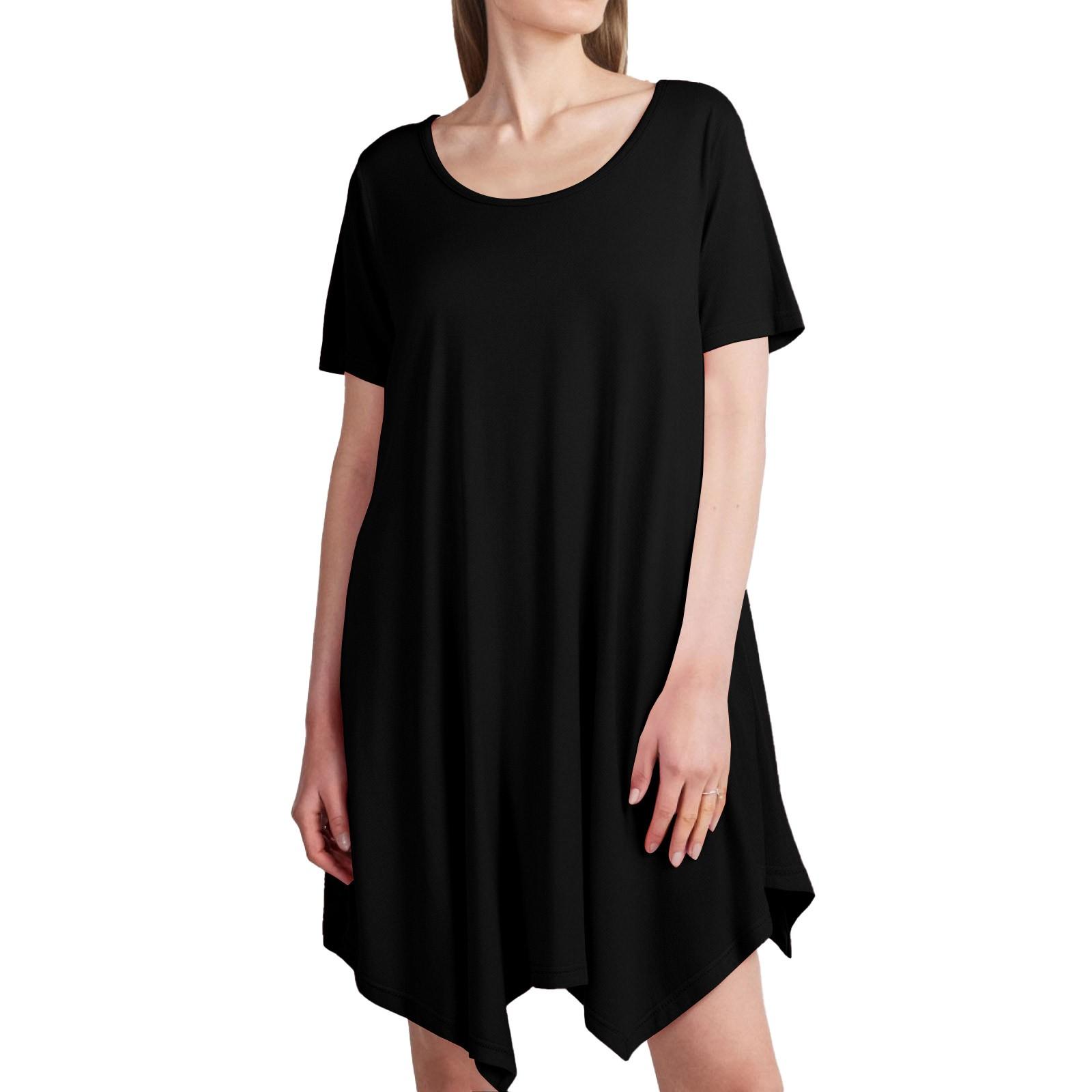 

Женское свободное повседневное платье с V-образным вырезом, однотонное, с неровным подолом, платье с неровным подолом M чёрный