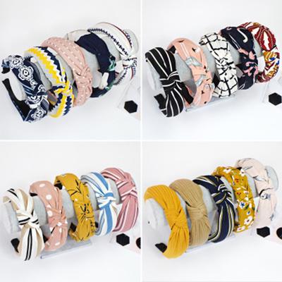 Damen Eleganter Dutt Stirnband Print Punkt Haarband Mädchen Gestreift Kariert Blume Haarreif Mode Haaraccessoires FG0320