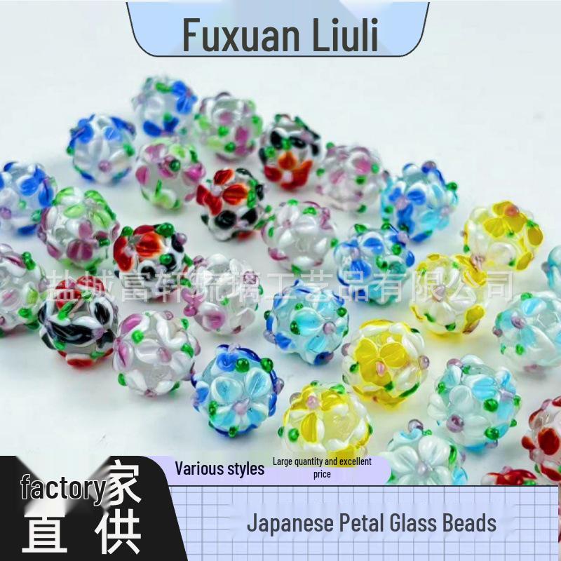 Handmade Two-Color Fired Hydrangea Glass Beads for DIY Jewelry