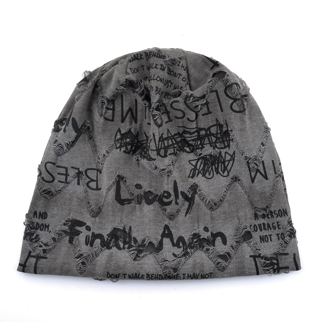 Spring and Autumn Thin Letter Stacking Hat Women's Big Head Circumference Knitted Pullover Cold Hat Couple Casual Versatile Tide